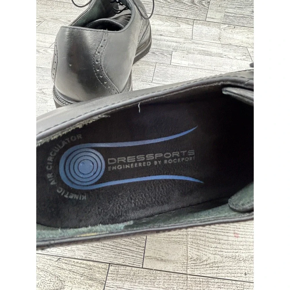 Rockport Dressports Wingtip Oxfords Black Leather Lace Up Men Shoes 10W‎